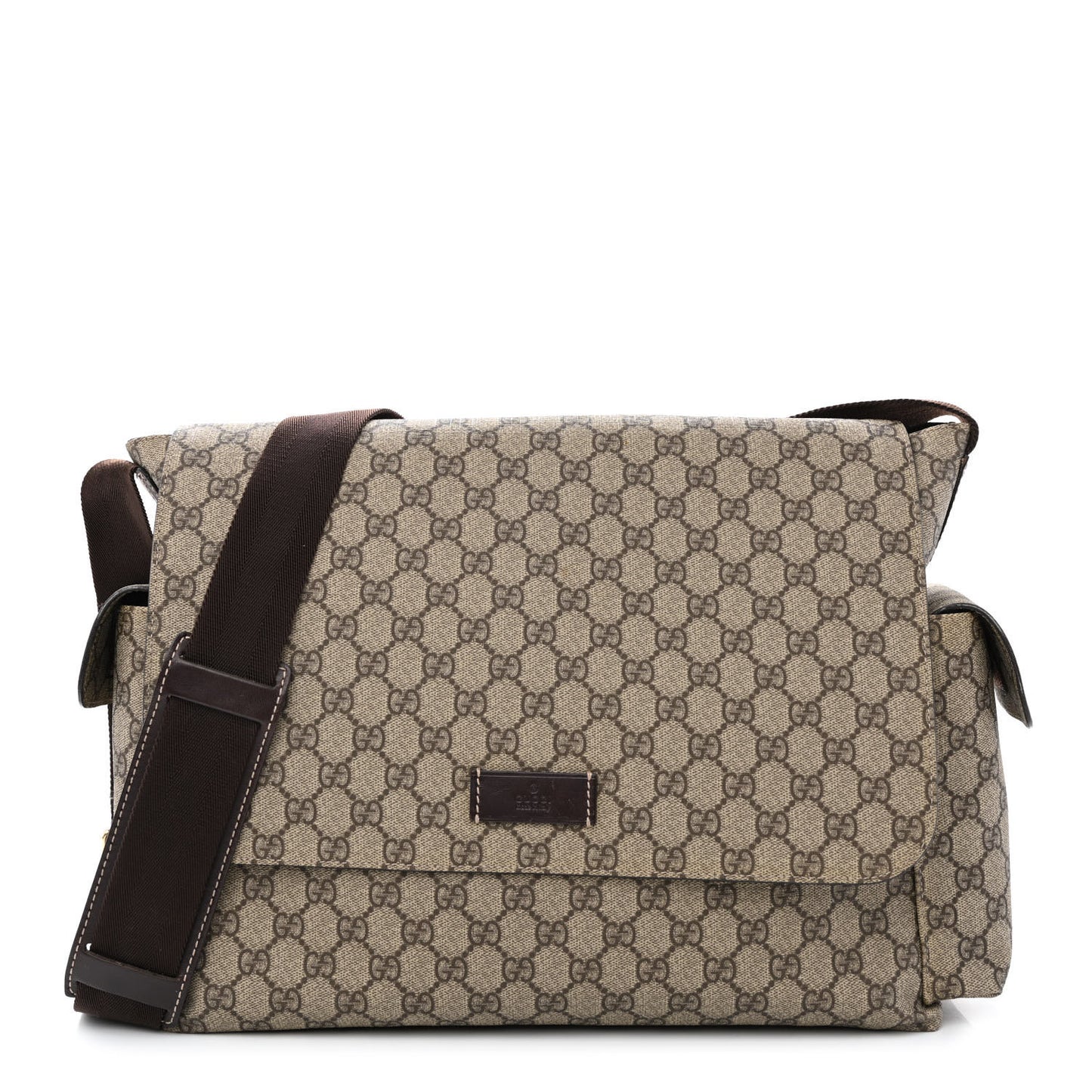 GG Plus Monogram Messenger Diaper Bag Dark Brown