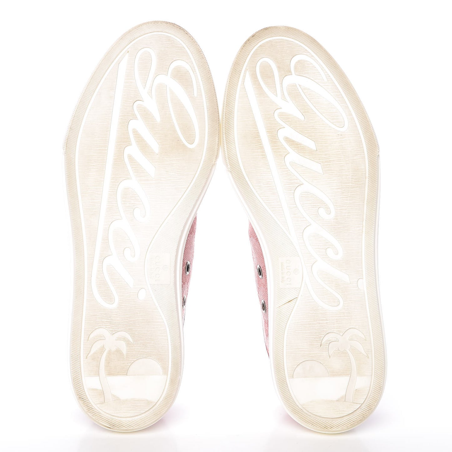 GG Monogram Calfskin Womens Low Top Sneakers 35 Pink Soft Pink