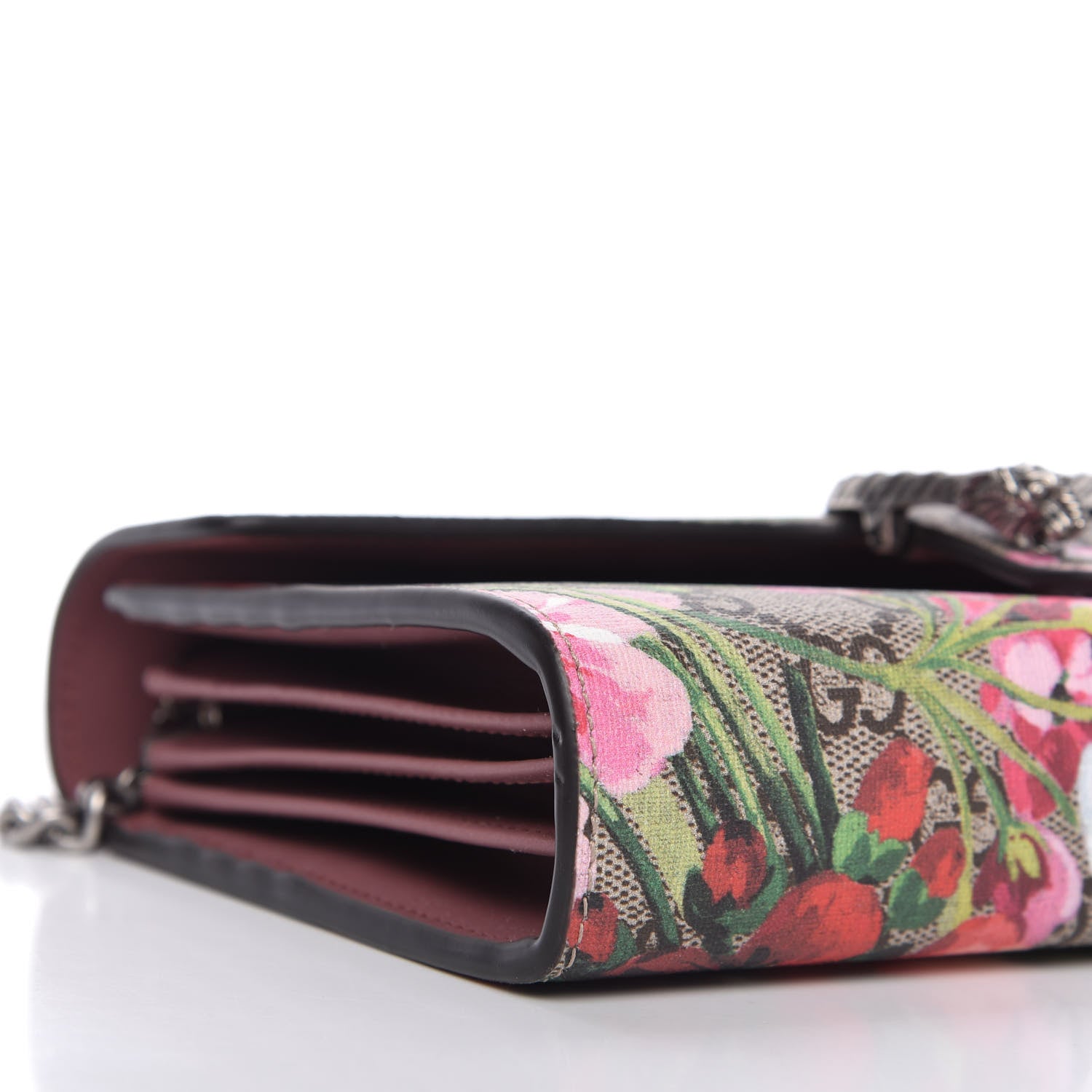 Gucci GG Supreme Monogram Blooms Mini Dionysus Chain Wallet Beige Multicolor Dry Rose 6 of 11