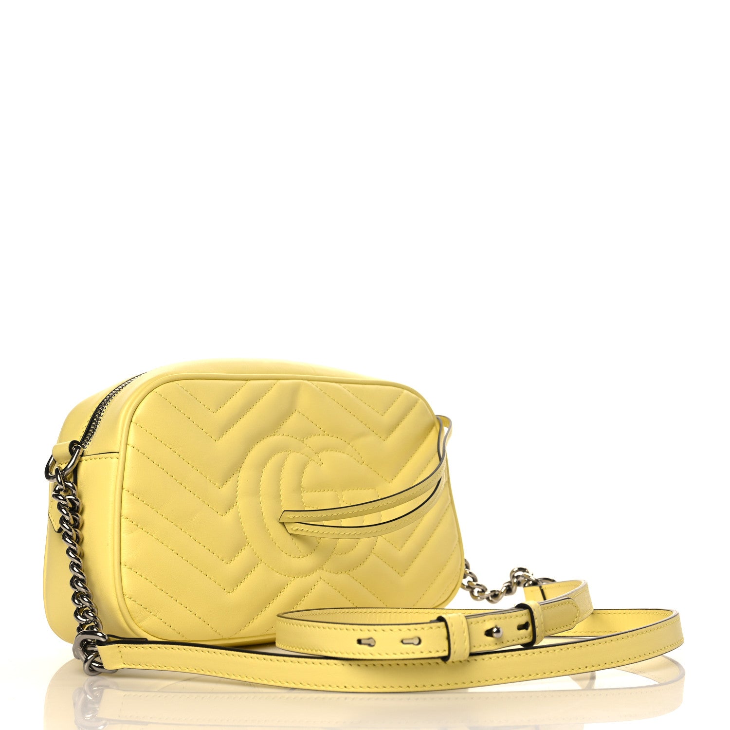 Gucci Calfskin Matelasse Small GG Marmont Chain Shoulder Bag Banana 3 of 10