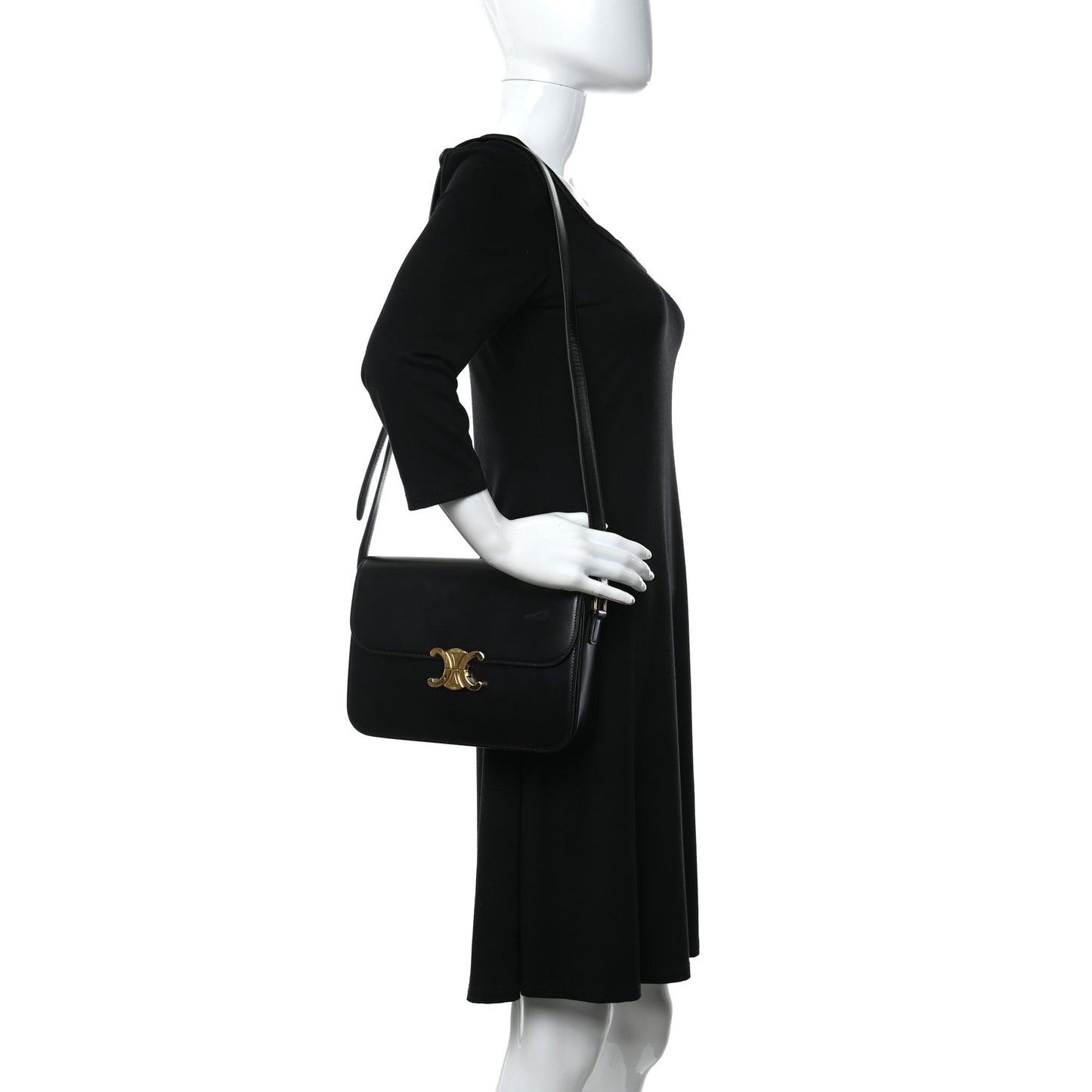 Shiny Calfskin Large Triomphe Black