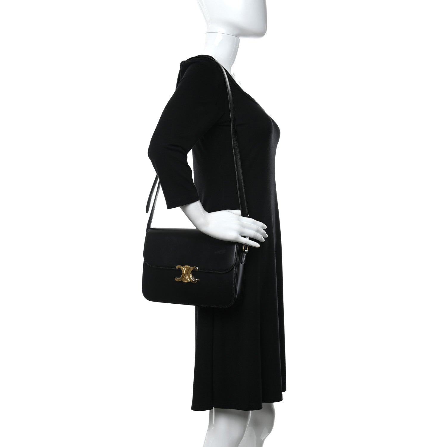 Celine Shiny Calfskin Large Triomphe Black 2 of 14