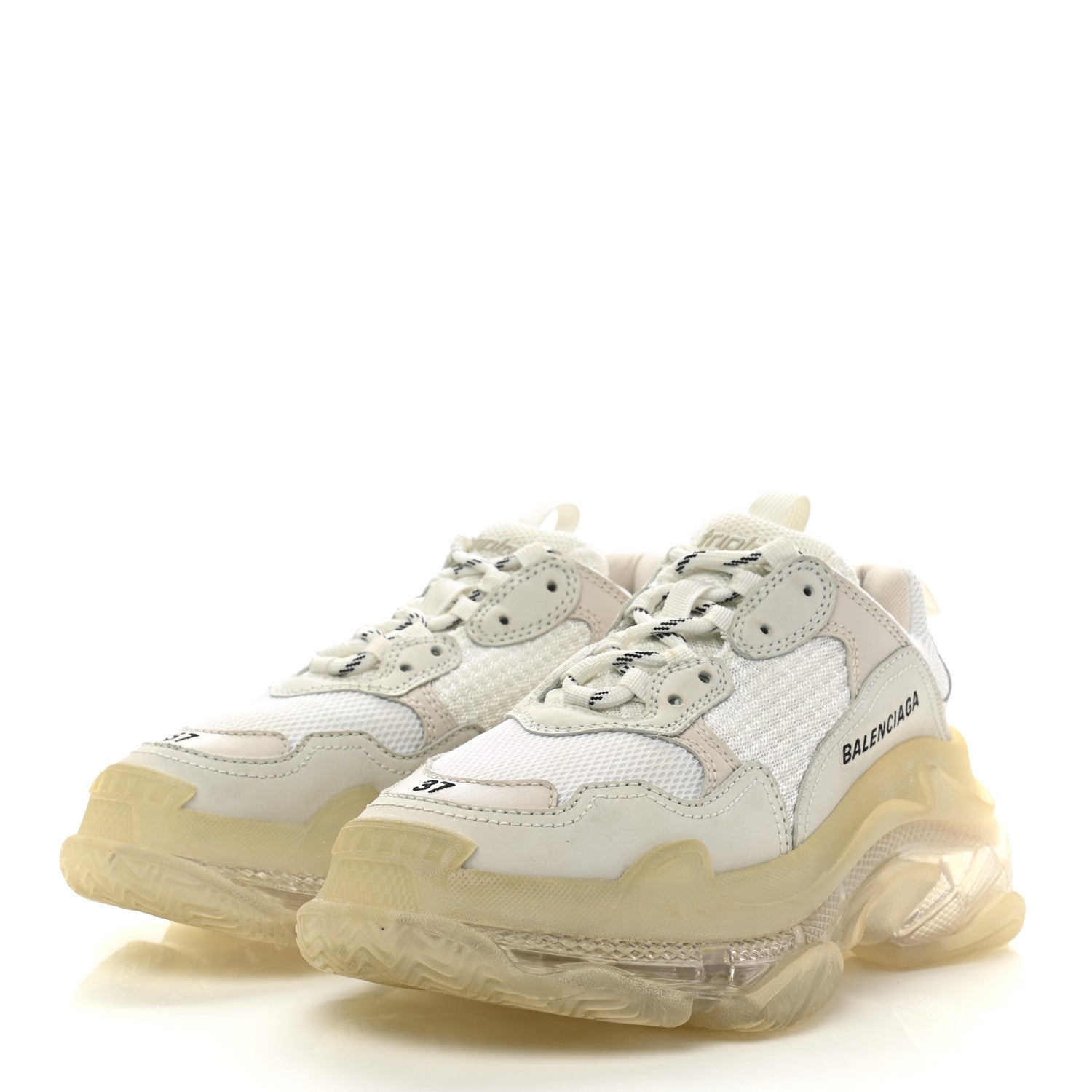 Balenciaga Fabric Mesh Clear Sole Womens Triple S Sneakers 37 White 3 of 8