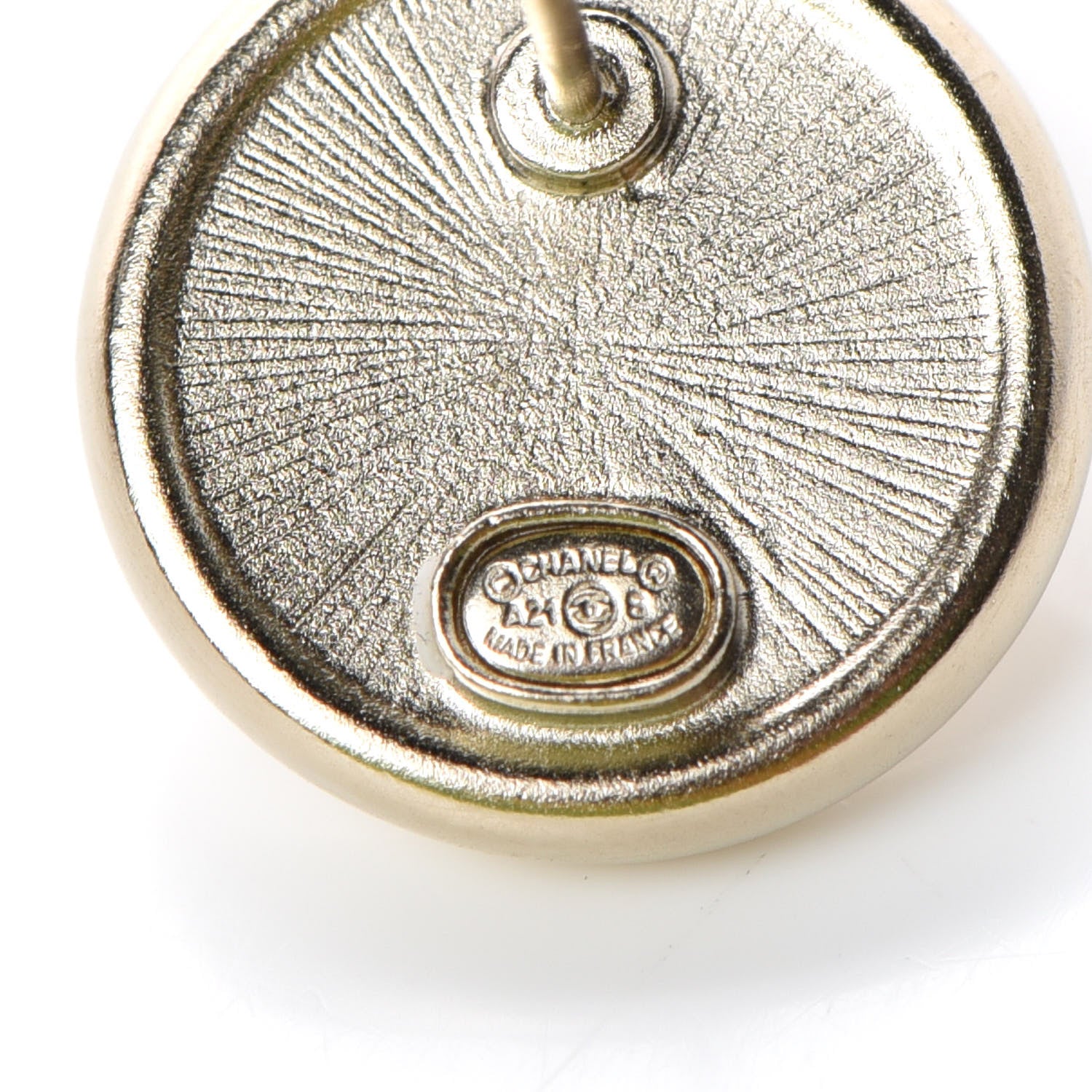 Chanel Crystal CC Round Earrings Light Gold 4 of 5