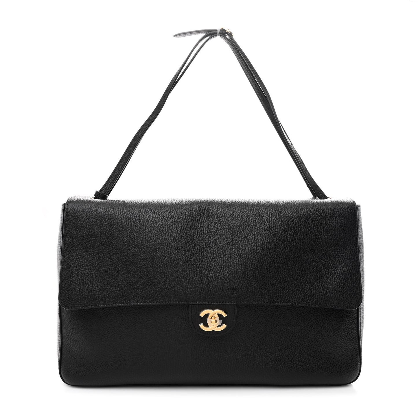 Grained Calfskin Souplissimo Maxi Flap Black