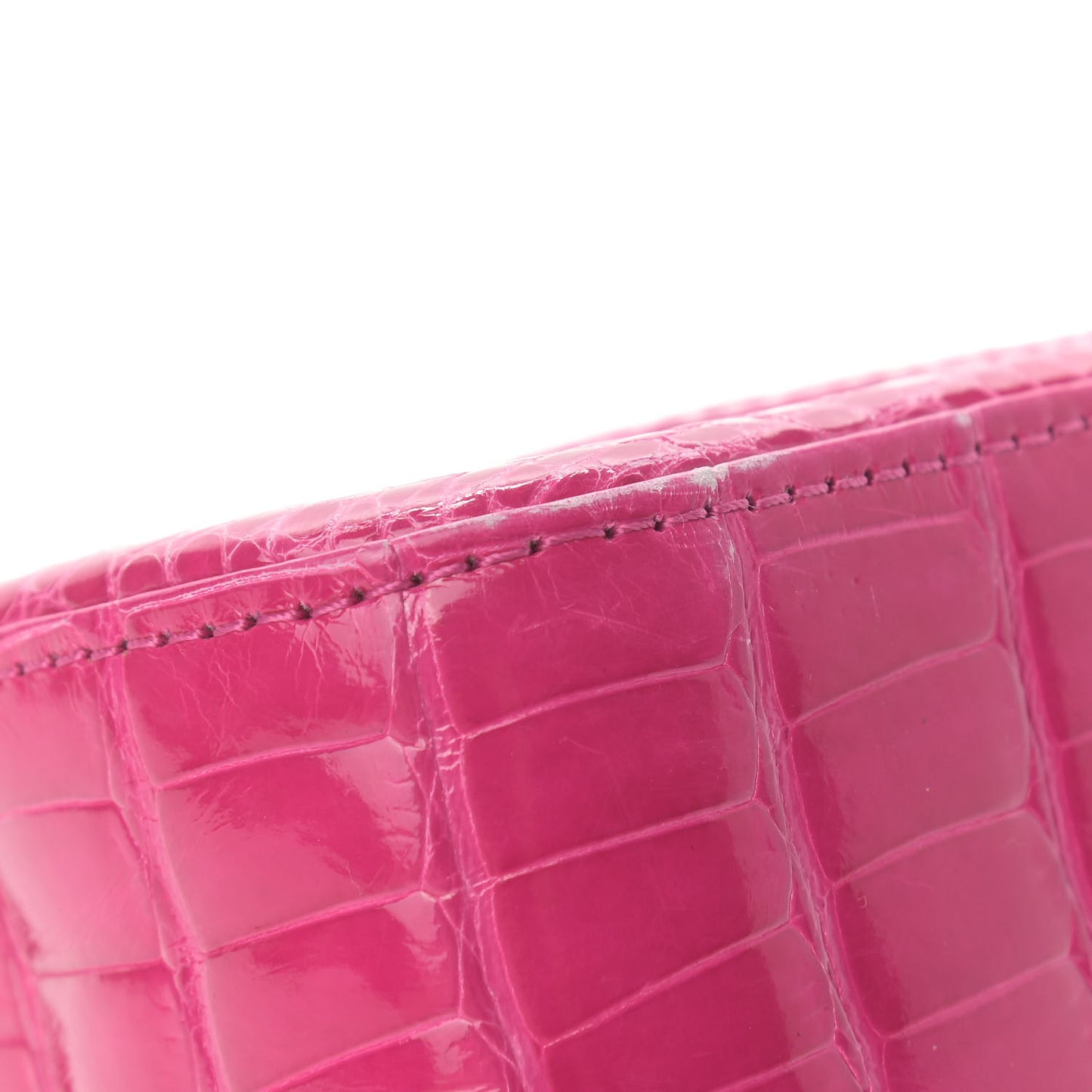 Shiny Alligator Mini Flap Pink