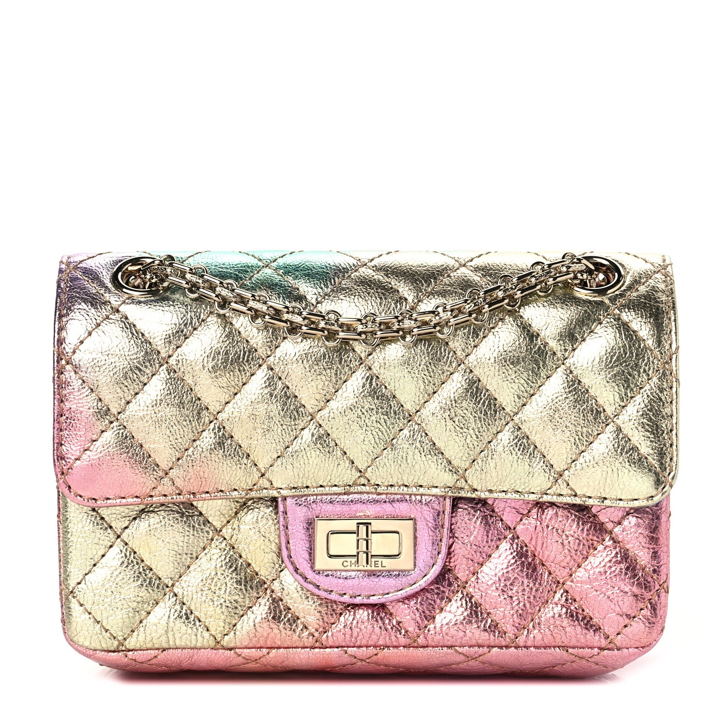 Metallic Goatskin Quilted Mini 2.55 Reissue Flap Multicolor