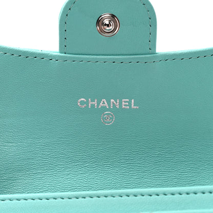 Chanel Lambskin Quilted Flap Card Holder Wallet Light Blue 6 of 12