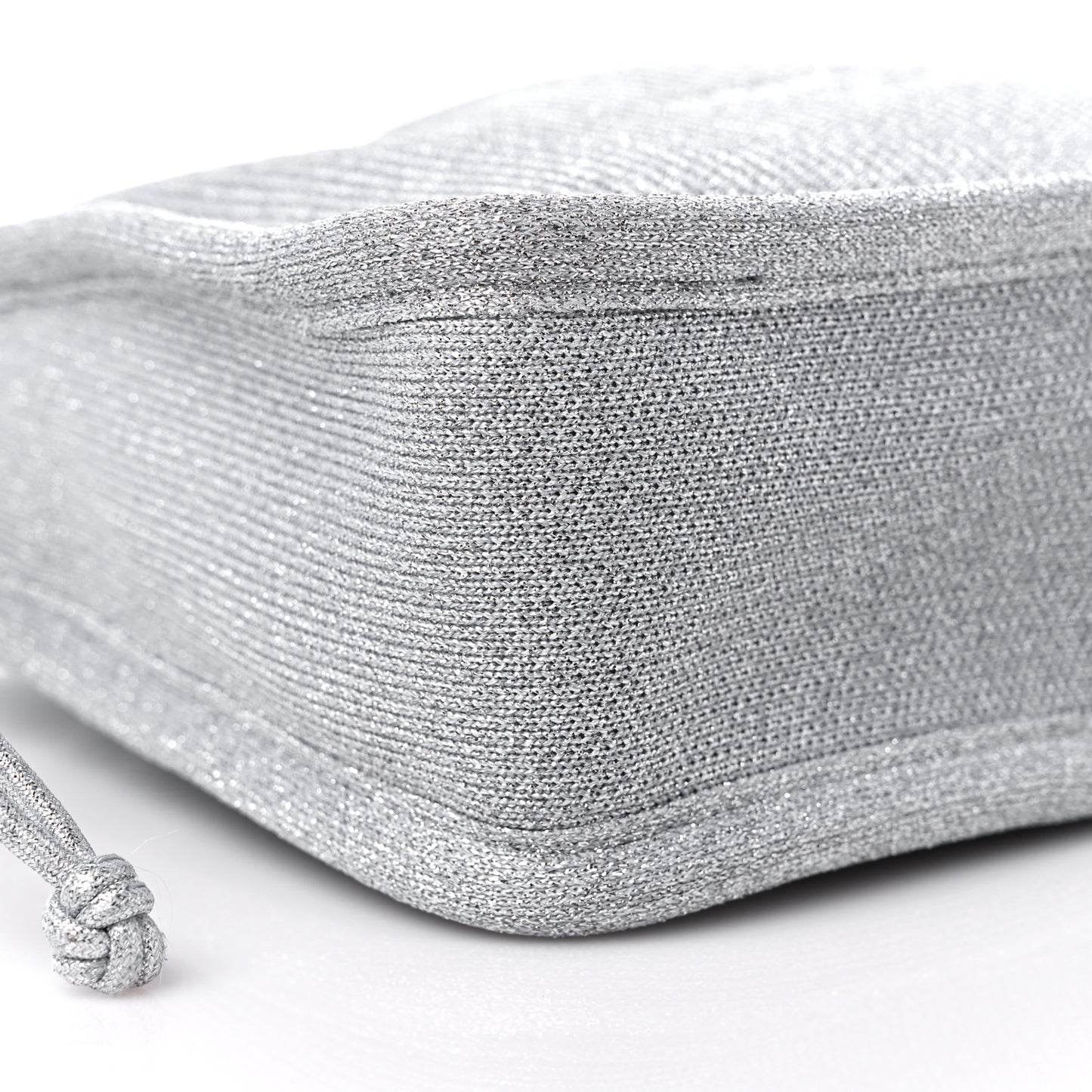 Metallic Ribbed Knit Small Ryan Bag Silver