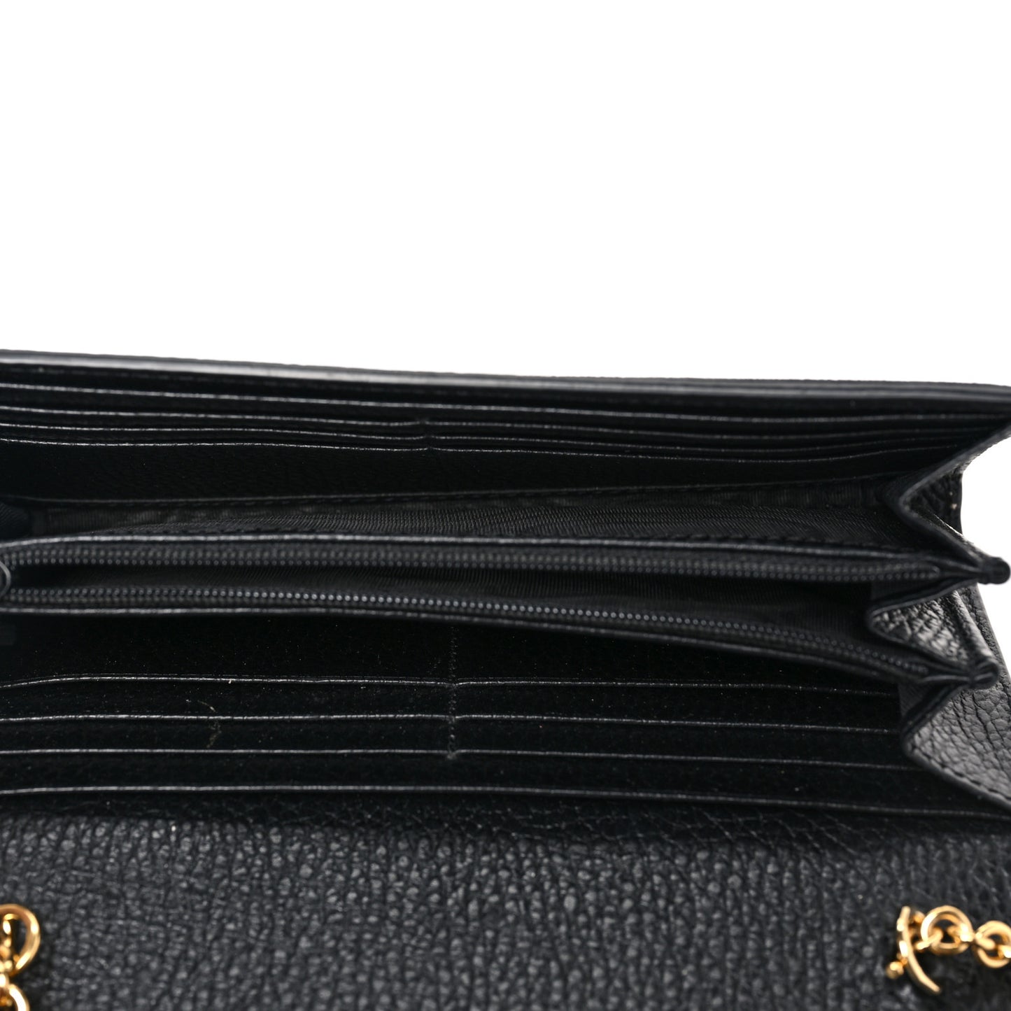 Dollar Calfskin GG Supreme Monogram Petite GG Marmont Wallet Chain Bag Black Beige Ebony