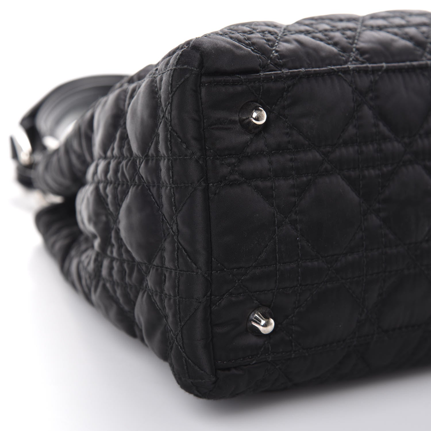 Christian Dior Satin Cannage Charming Lock Flap Shoulder Bag Black 6 of 13