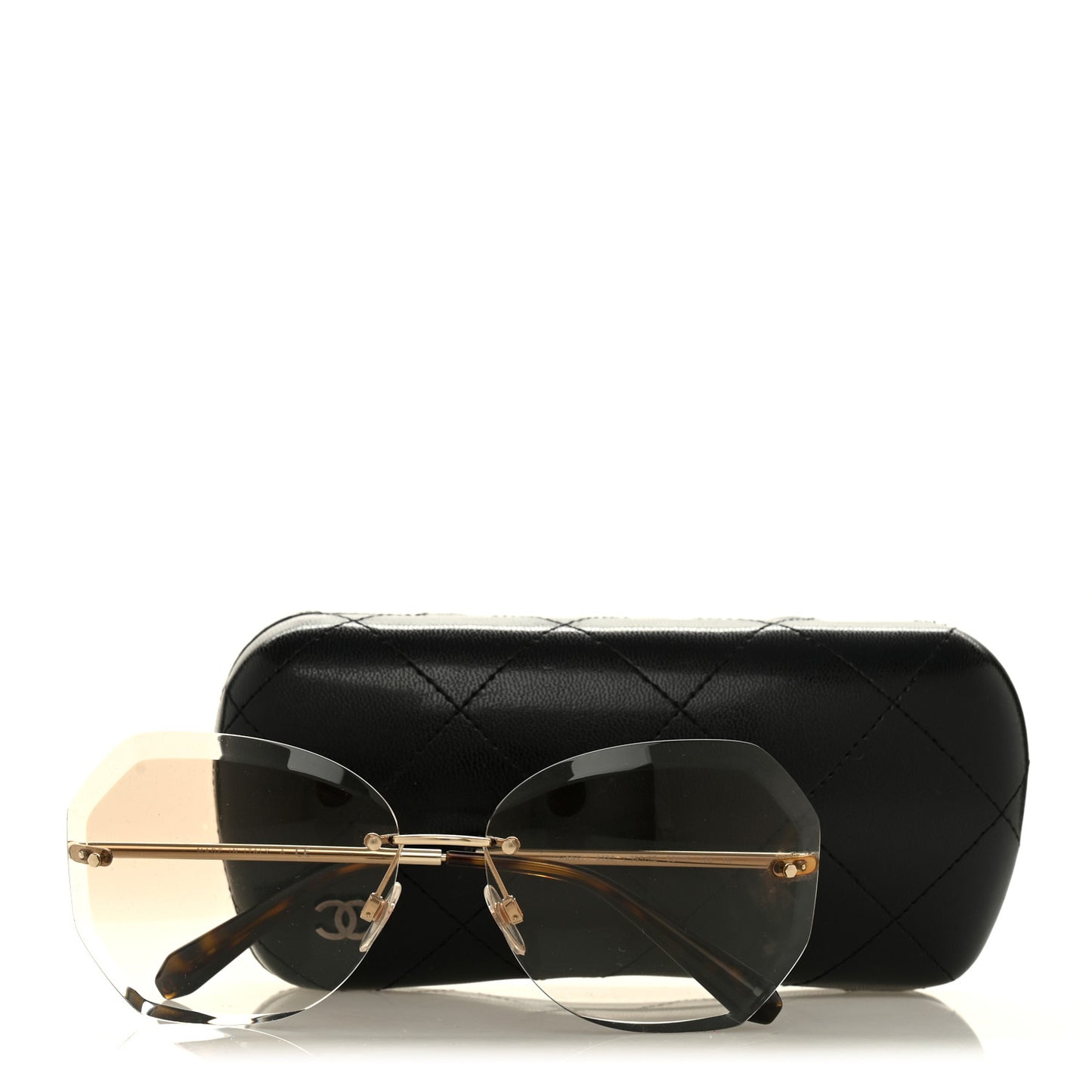 Metal Spring Round Sunglasses 4220 Gold Brown