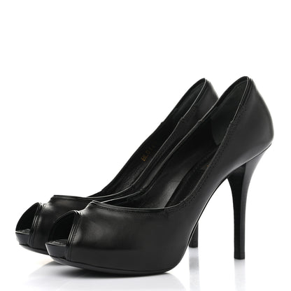 Louis Vuitton Calfskin Peep Toe Pumps 38 Black 3 of 8