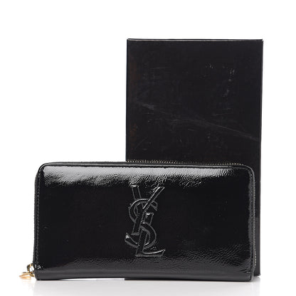 Saint Laurent Patent Belle De Jour Zip Around Wallet Black 6 of 6