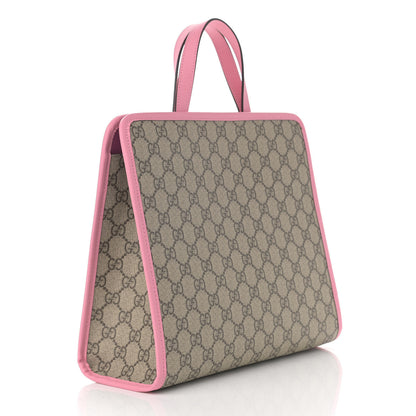 Gucci GG Supreme Monogram 3-D Strawberry Childrens Tote Beige Ebony Lotus Pink Fuxia Emerald 2 of 10