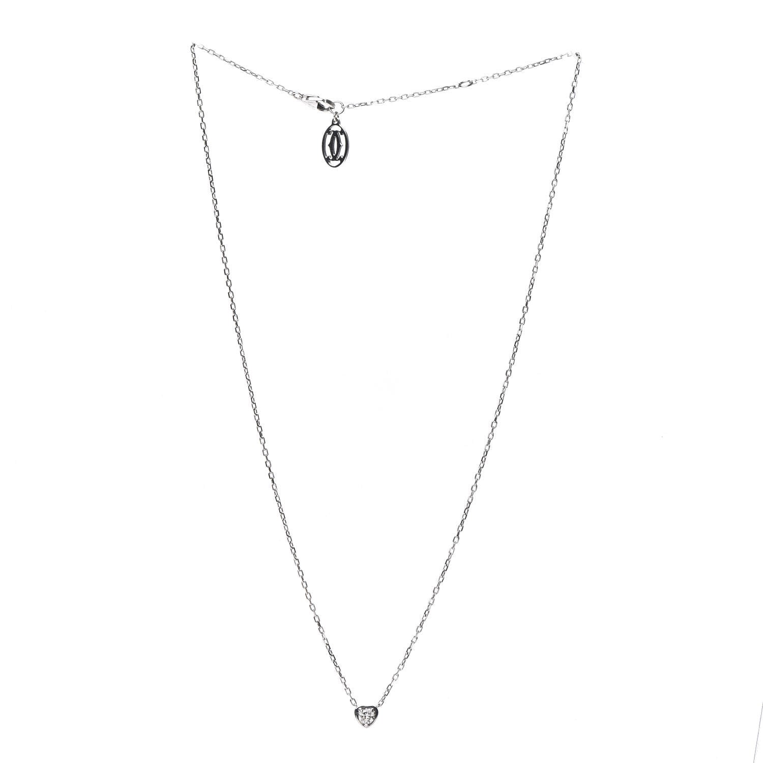 Cartier 18K White Gold Diamond D'Amour Heart Pendant Necklace 3 of 5