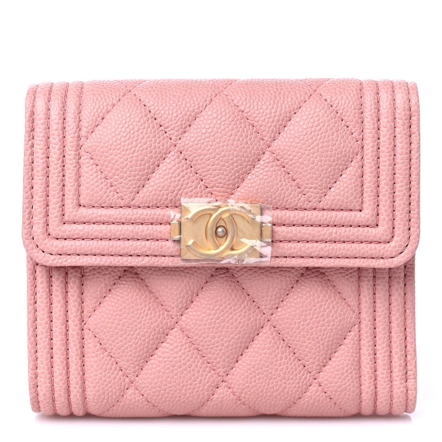Caviar Quilted Boy Compact Wallet Pink