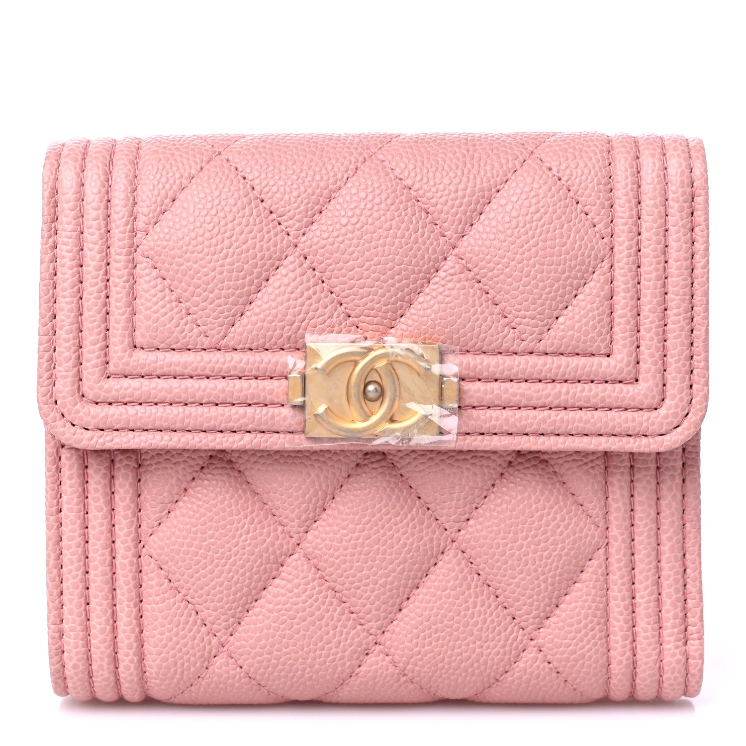 Chanel Caviar Quilted Boy Compact Wallet Pink 1 of 8