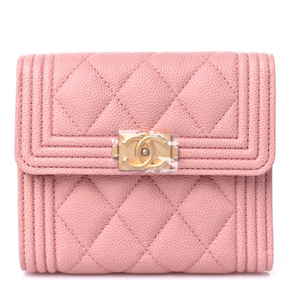 Chanel Caviar Quilted Boy Compact Wallet Pink 1 of 8
