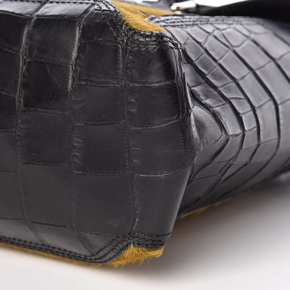 3.1 Phillip Lim 3.1 Calf Hair Calfskin Crocodile Embossed Medium Pashli Satchel Antique Grey Olive 18 of 22