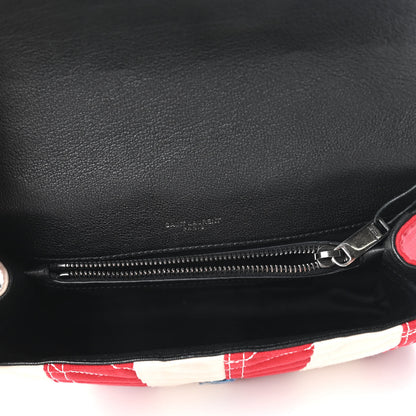 Saint Laurent Canvas Matelasse Chevron American Flag Monogram Medium College Bag Red Blue 5 of 10