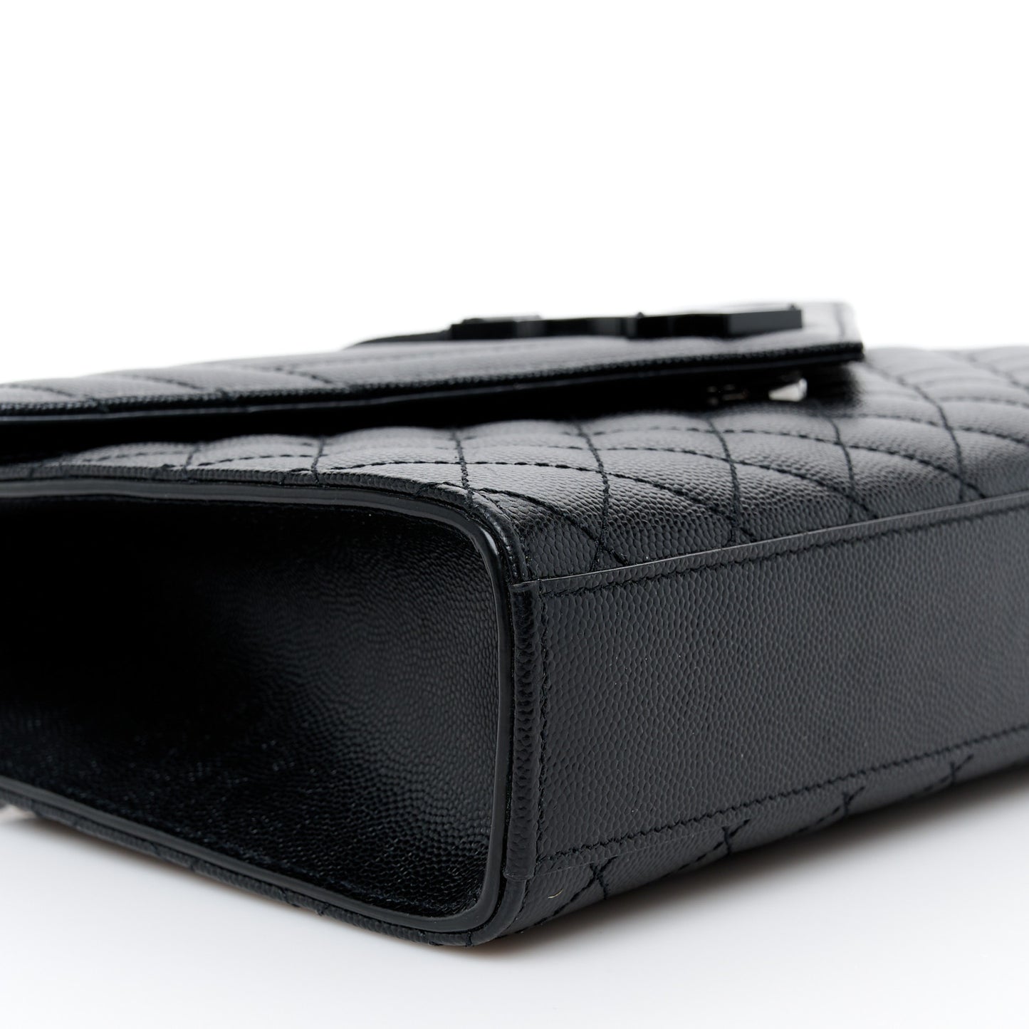 Grain De Poudre Textured Mixed Matelasse Triquilt Medium Monogram Monochrome Satchel Black