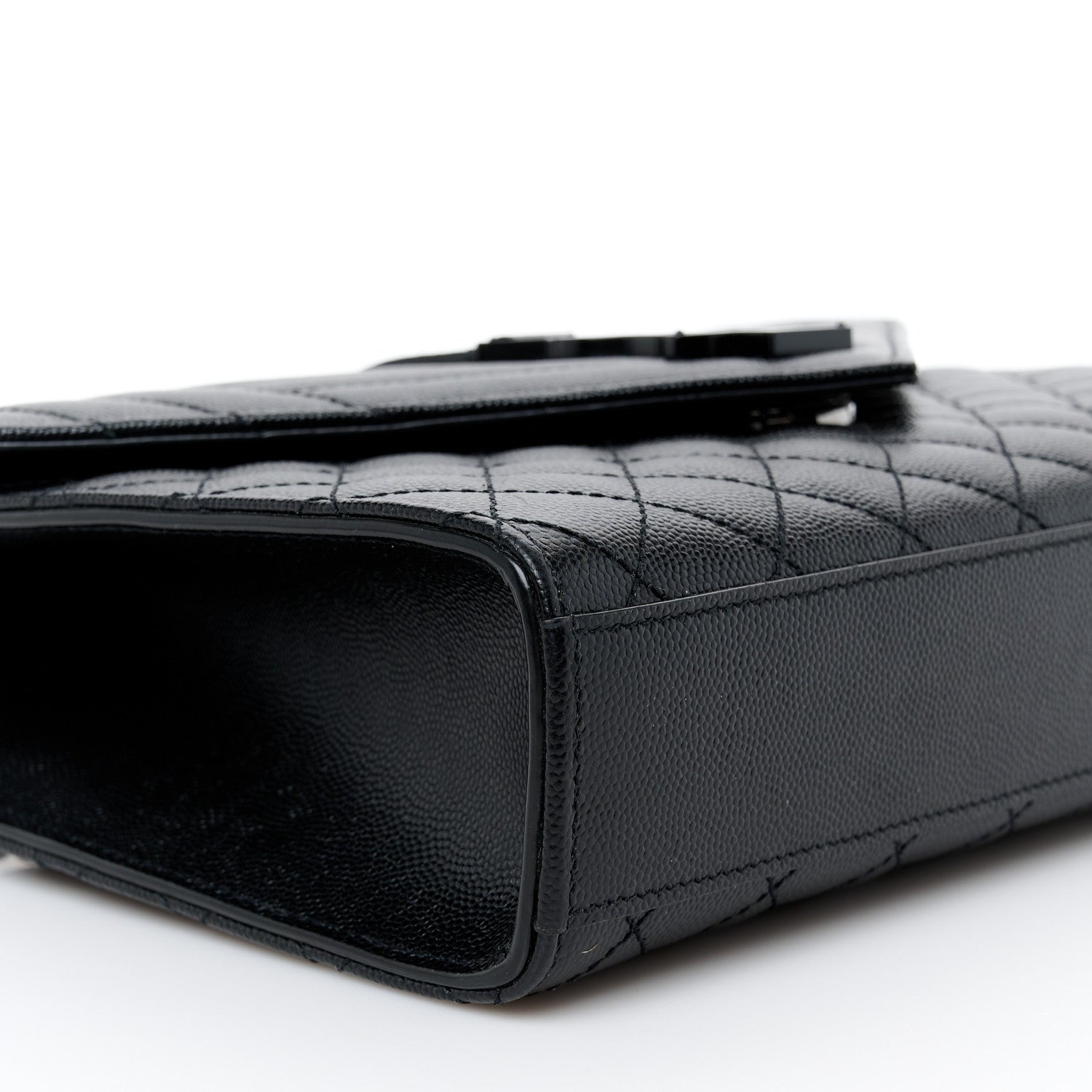 Saint Laurent Grain De Poudre Textured Mixed Matelasse Triquilt Medium Monogram Monochrome Satchel Black 10 of 11