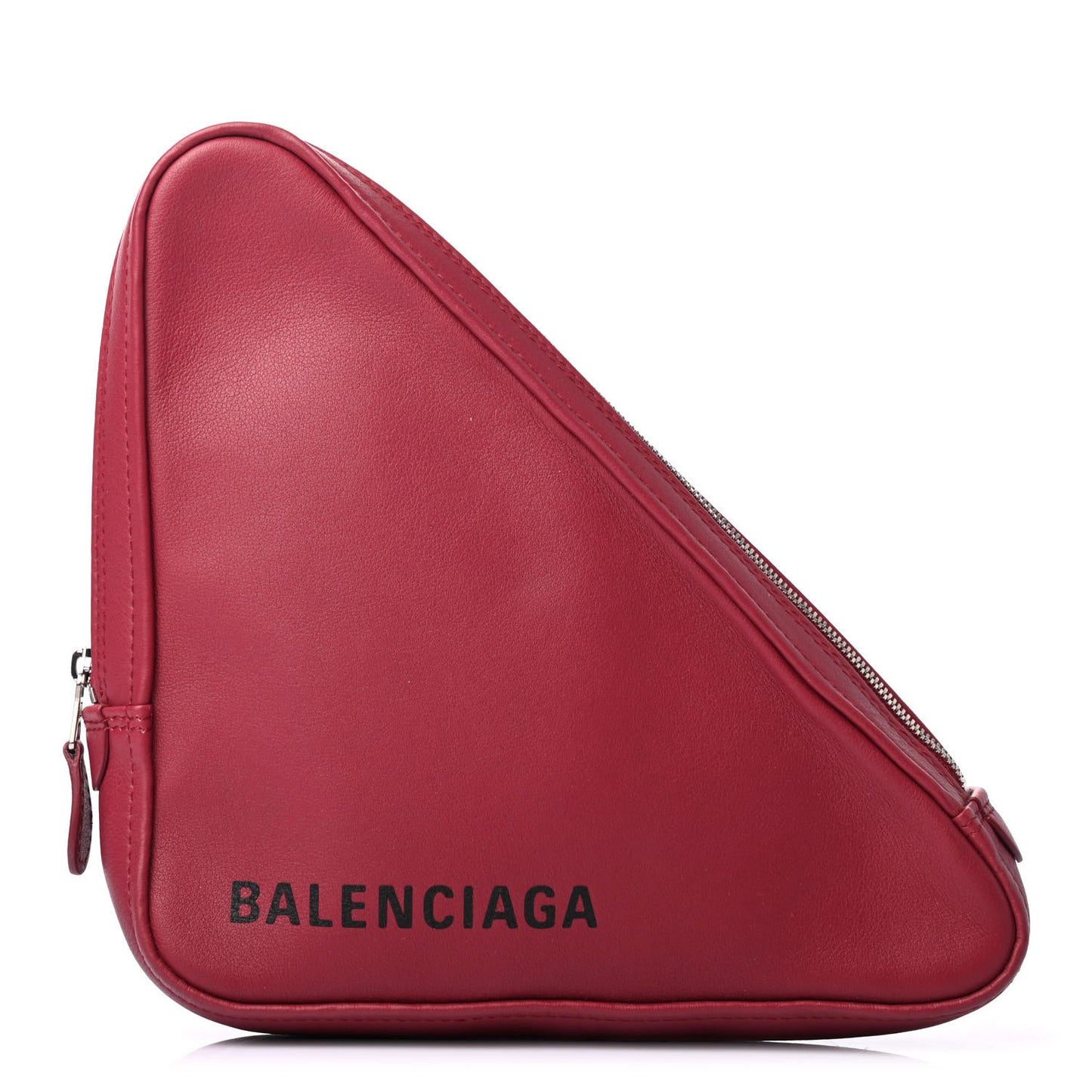 Shiny Day Calfskin M Triangle Pouch Rouge Grenat