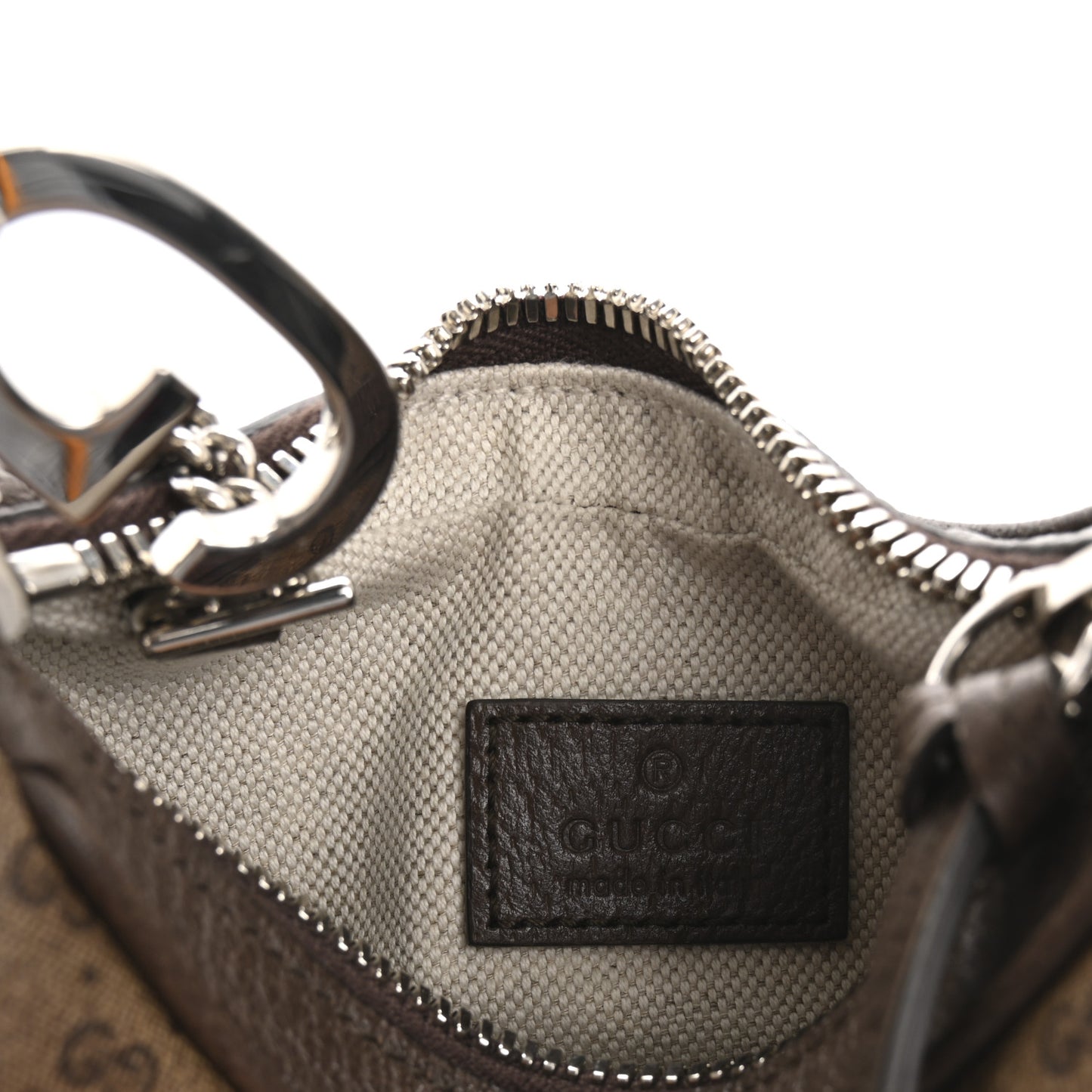 GG Supreme Monogram Textured Calfskin Web Mini Attache Hobo Beige Ebony New Acero