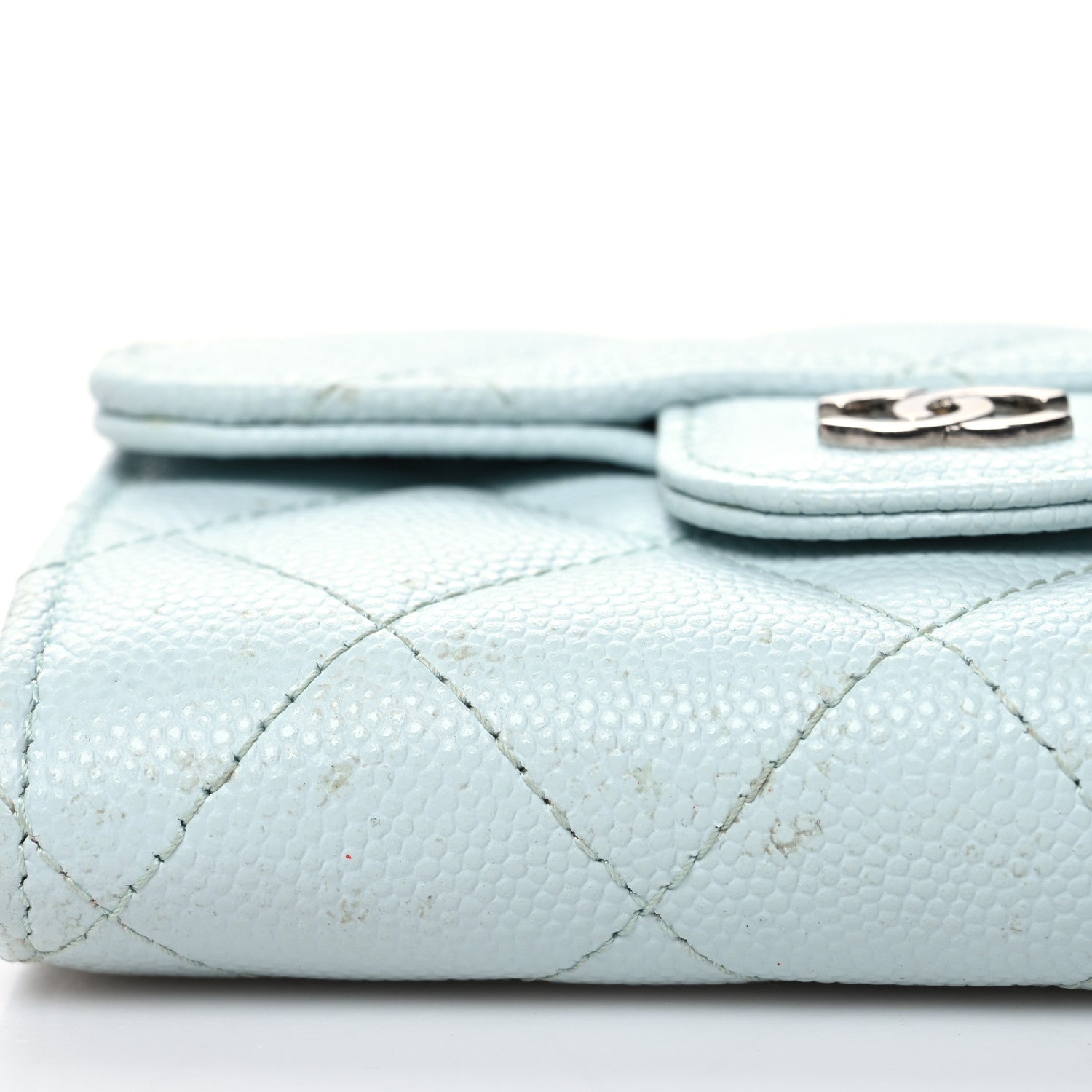 Chanel Caviar Quilted Flap Card Holder Wallet Light Blue 12 of 14