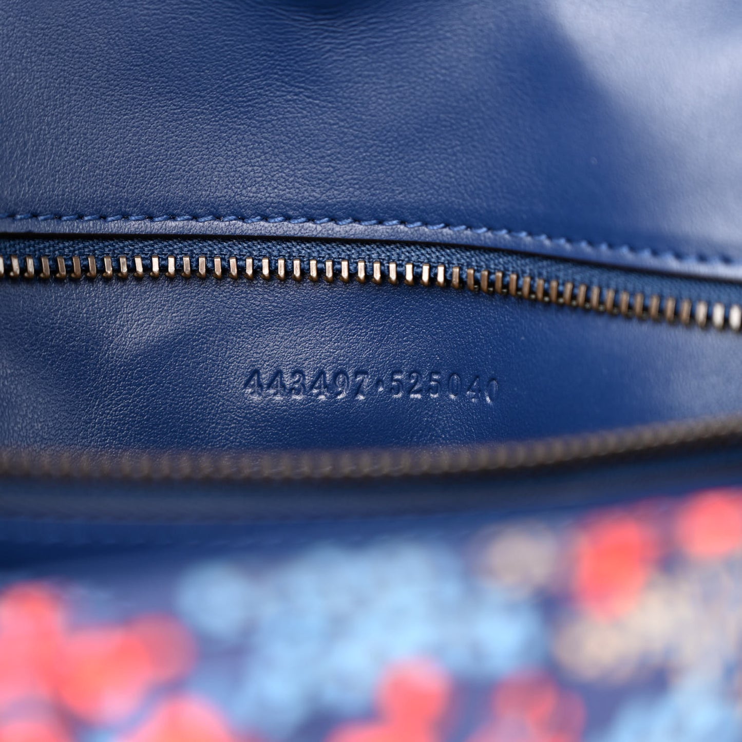 Cotton Calfskin Matelasse Floral Print Small GG Marmont Shoulder Bag Blue Red Deep Ocean Blue
