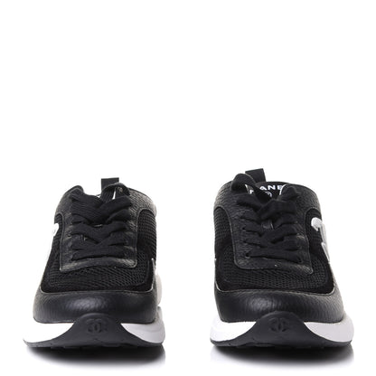 Chanel Calfskin Mesh Lycra Suede Womens Logo Sneakers 36.5 Black 2 of 8
