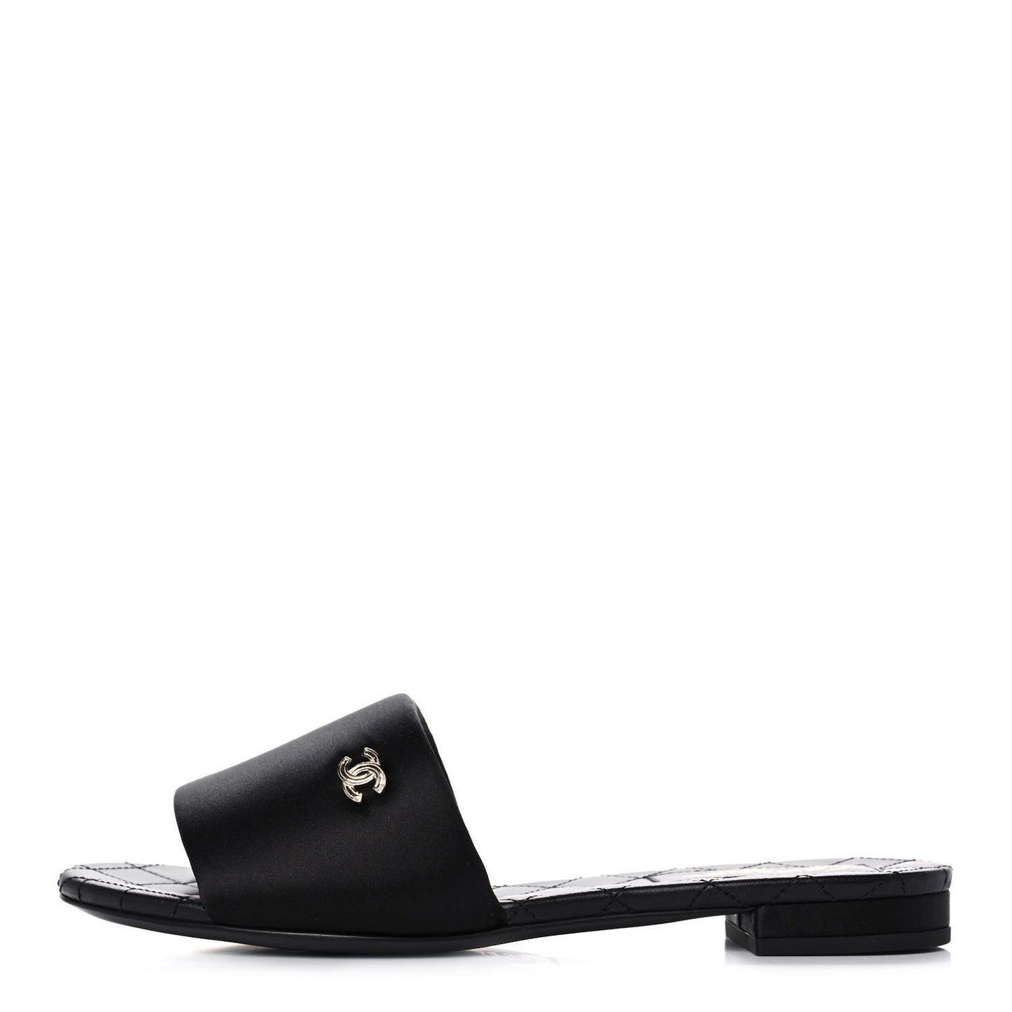 Satin Mule Sandals 38 Black