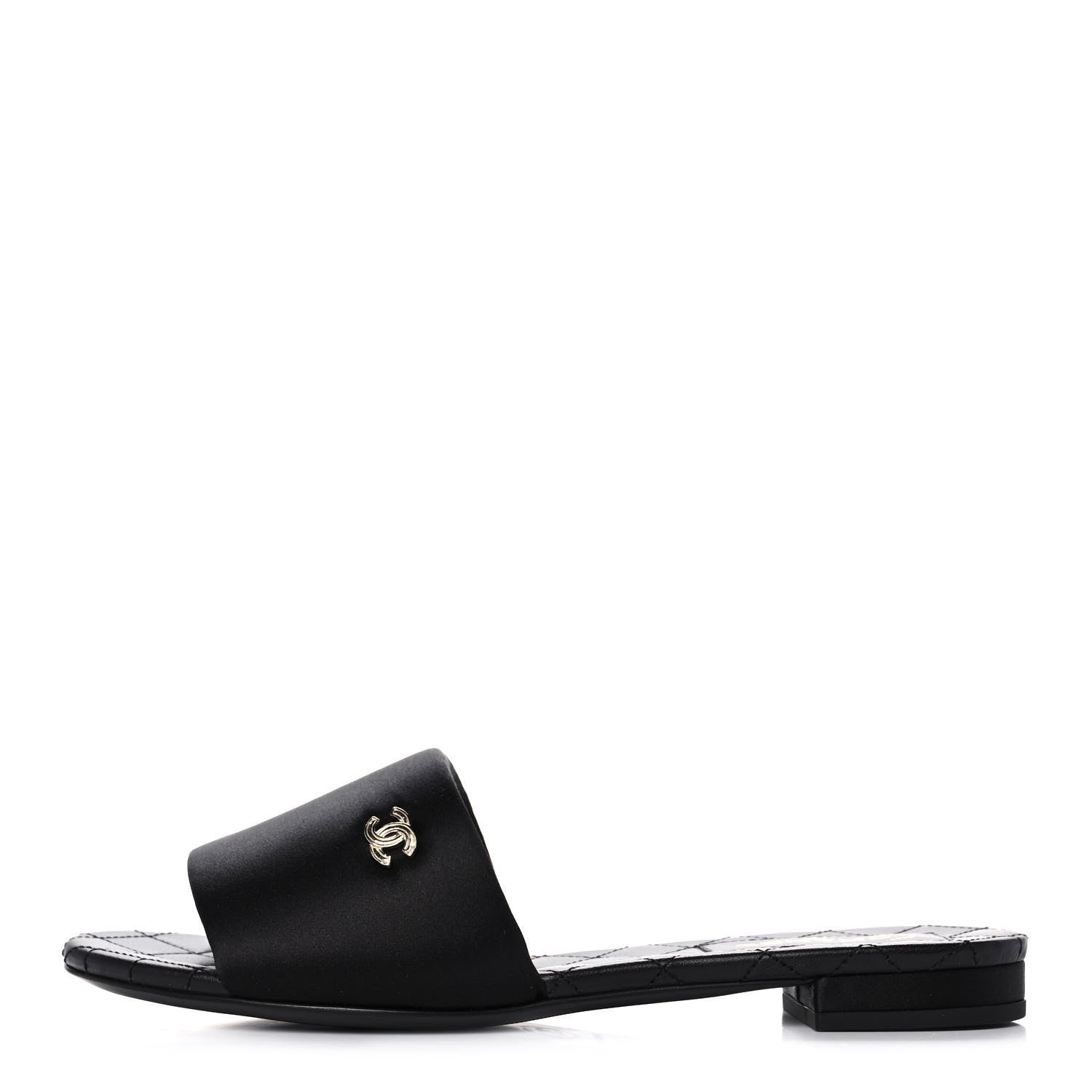 Chanel Satin Mule Sandals 38 Black 1 of 9