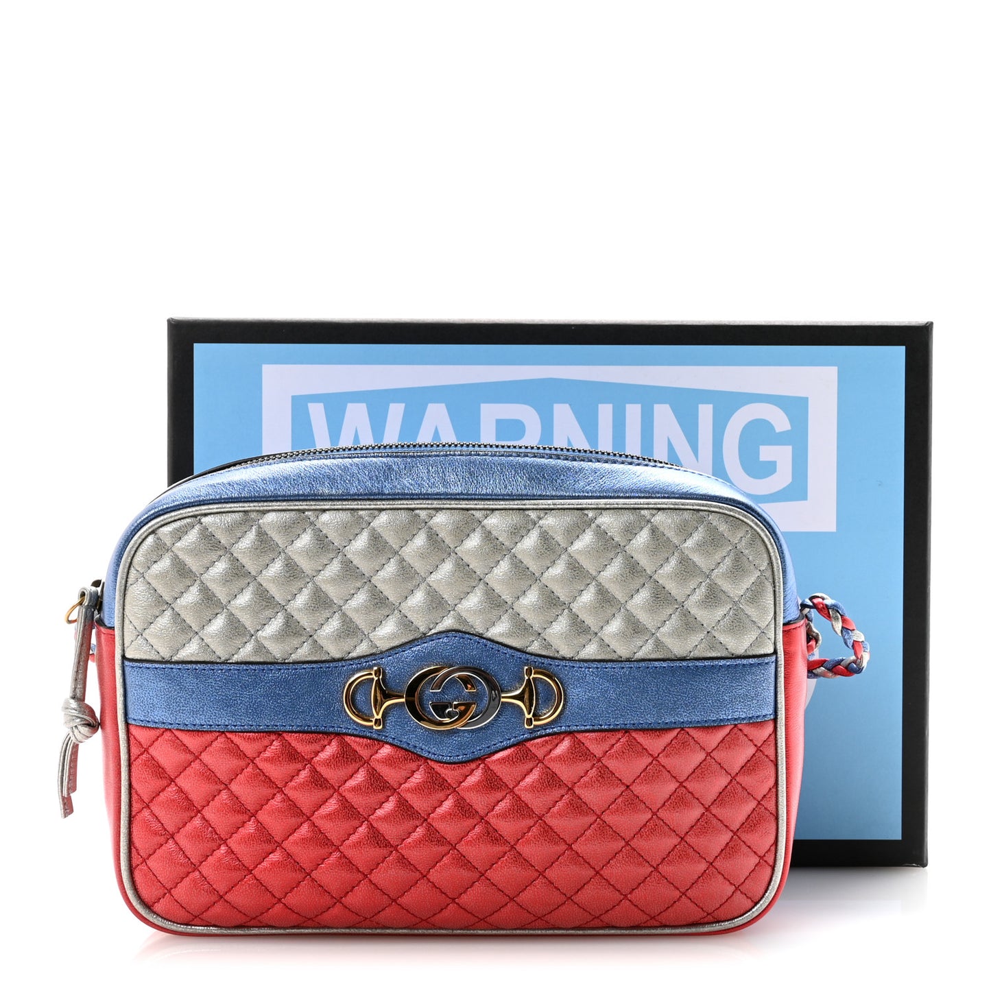 Laminated Nappa Trapuntata Small Zumi Shoulder Bag Rosso Marine Argento