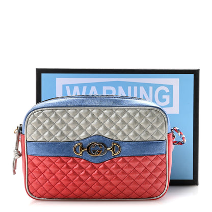 Gucci Laminated Nappa Trapuntata Small Zumi Shoulder Bag Rosso Marine Argento 11 of 11