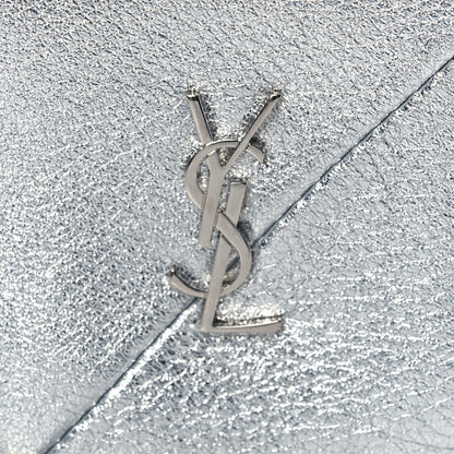 Saint Laurent Crinkled Lame Calfskin Jaime Cube Charm Keychain Silver 7 of 9