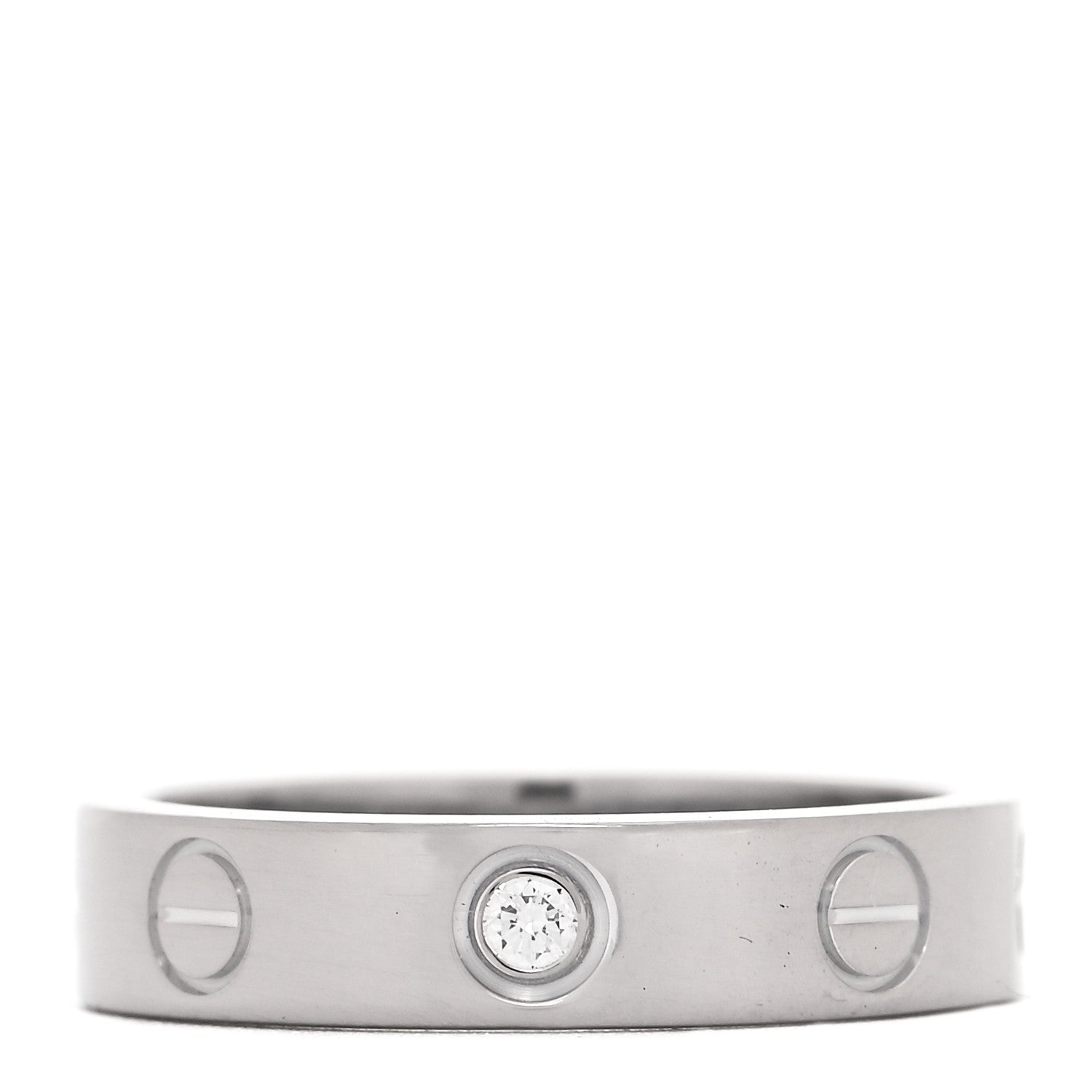 Cartier 18K White Gold Diamond 4mm LOVE Wedding Band Ring 47 4 1 of 4