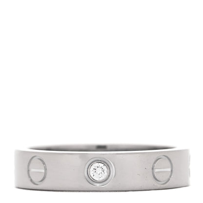 Cartier 18K White Gold Diamond 4mm LOVE Wedding Band Ring 47 4 1 of 4