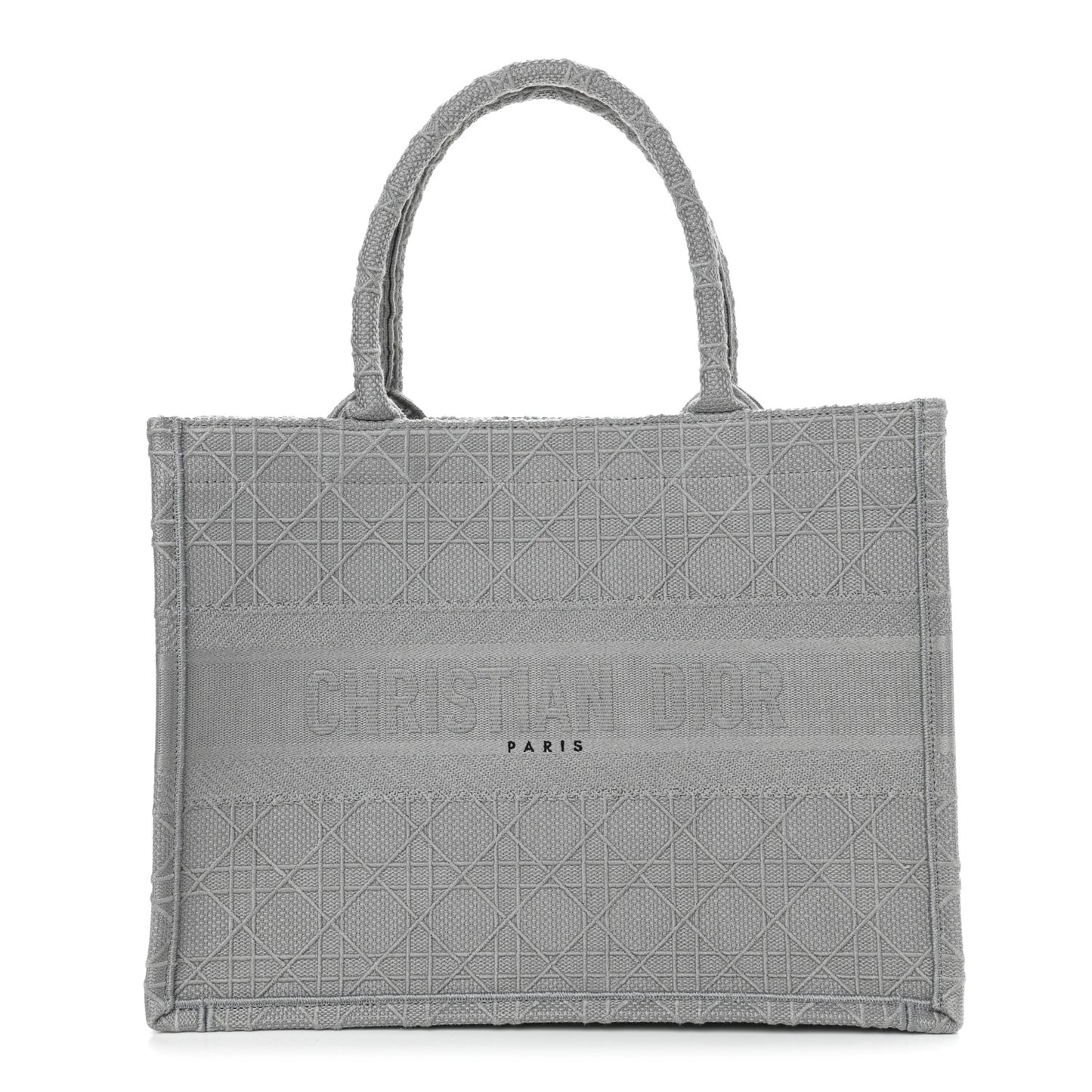 Canvas Embroidered Cannage Medium Book Tote Stone