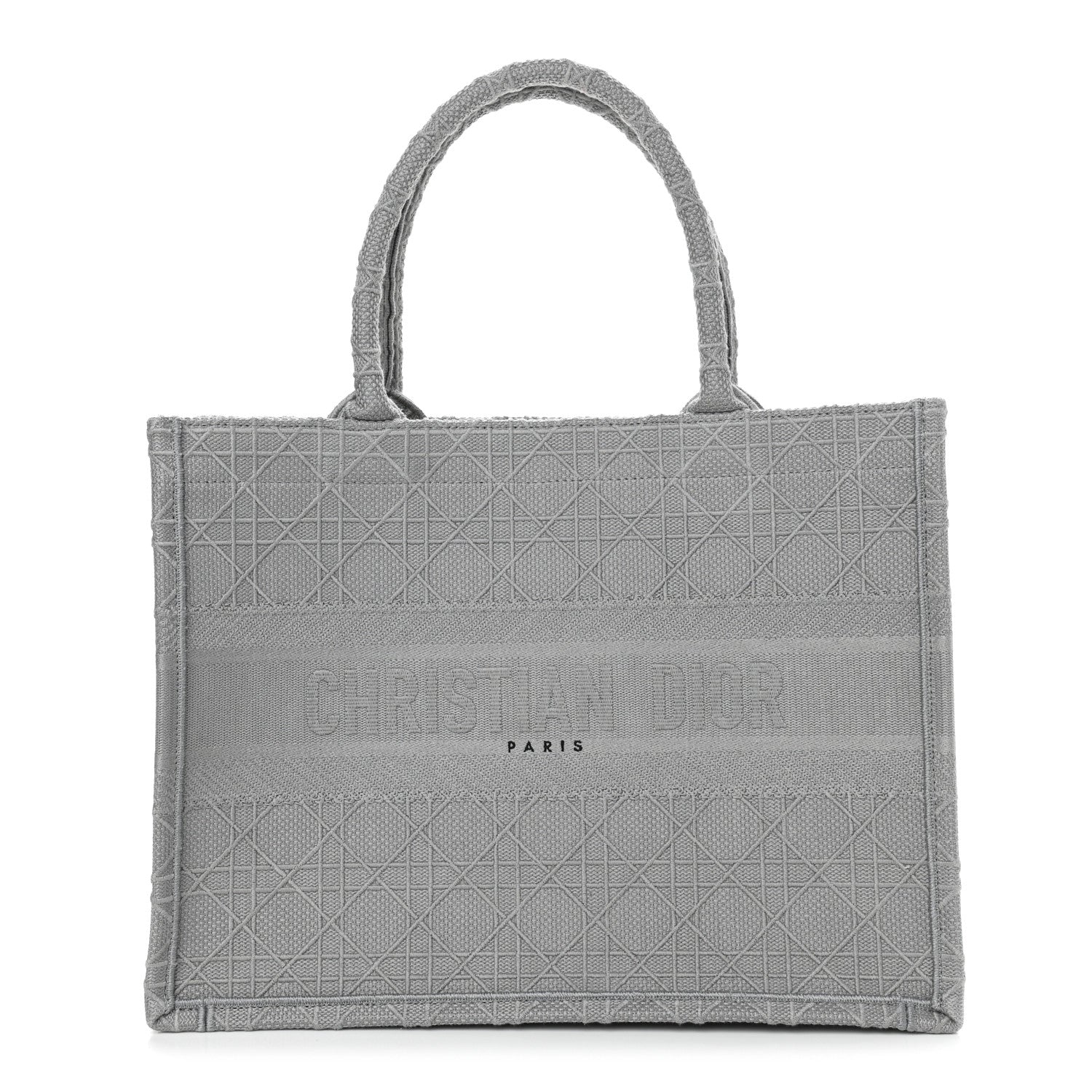 Christian Dior Canvas Embroidered Cannage Medium Book Tote Stone 1 of 10