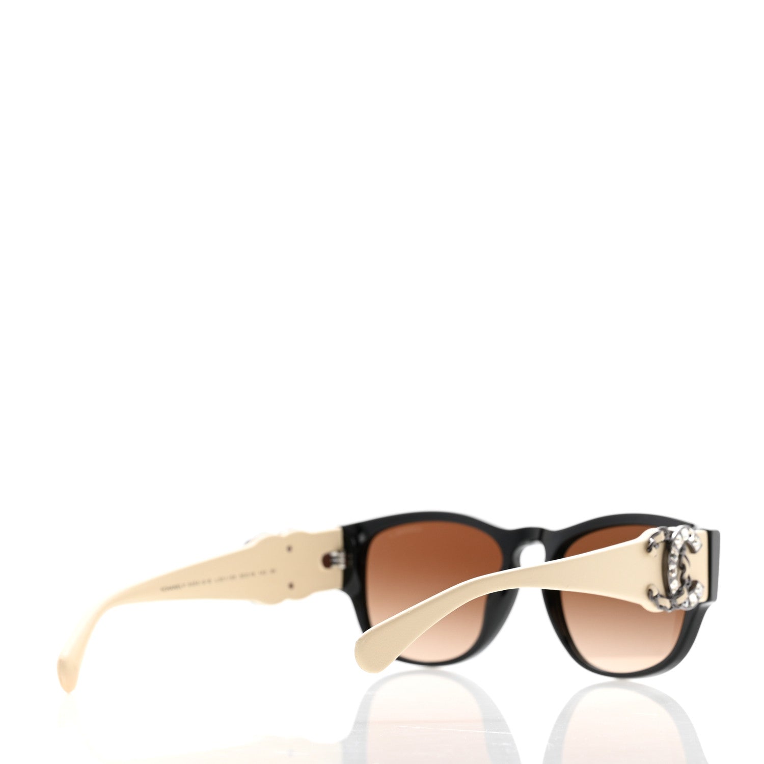Chanel Acetate Lambskin Crystal Baguette Chain CC Sunglasses 5454-Q-B Black Beige 4 of 9