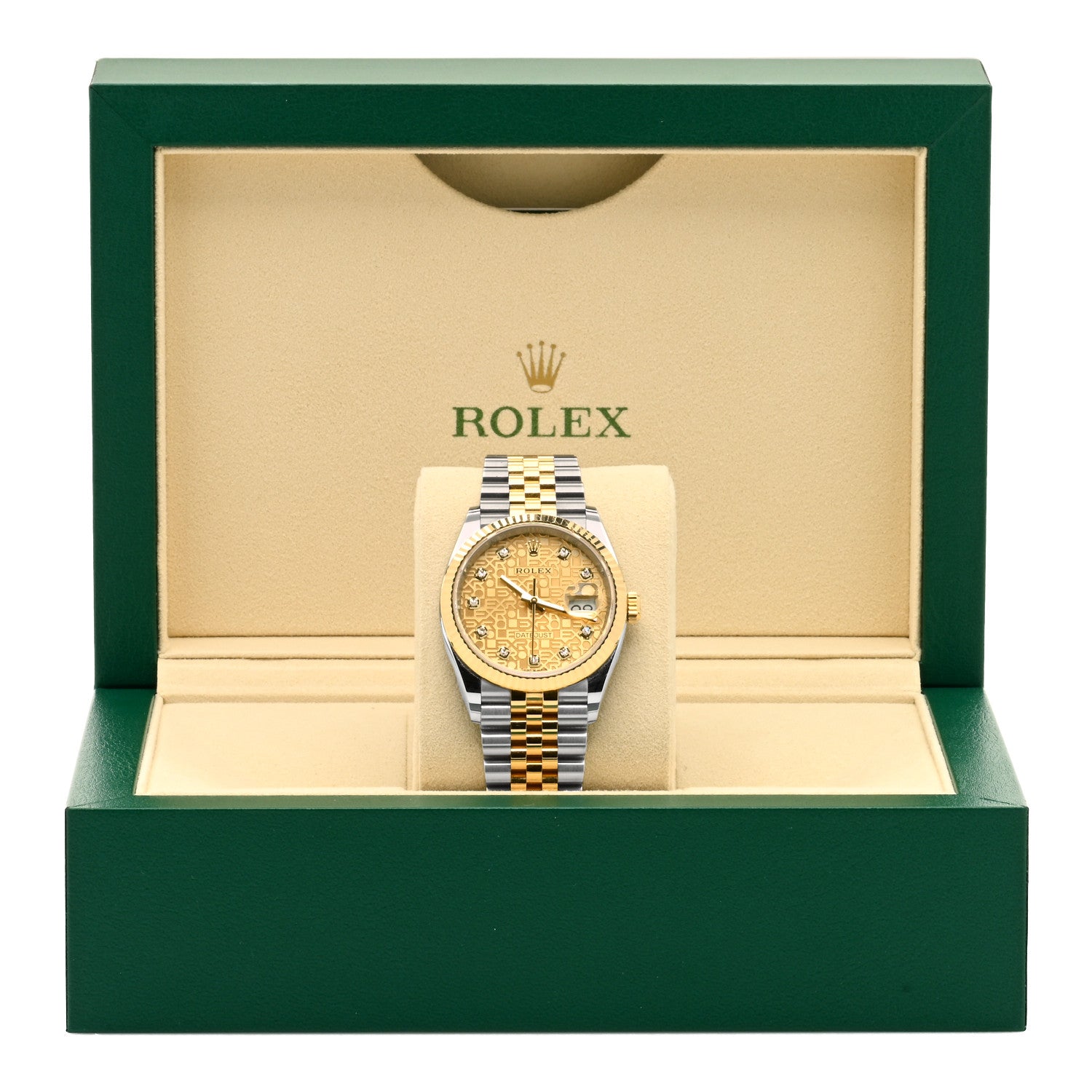 Rolex Stainless Steel 18K Yellow Gold Diamond 36mm Oyster Perpetual Datejust Watch Champagne Jubilee 126233 5 of 5