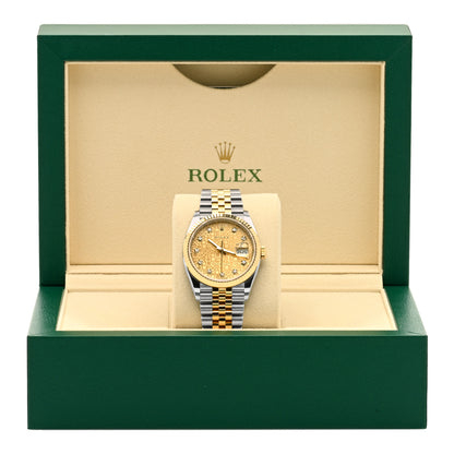 Rolex Stainless Steel 18K Yellow Gold Diamond 36mm Oyster Perpetual Datejust Watch Champagne Jubilee 126233 5 of 5