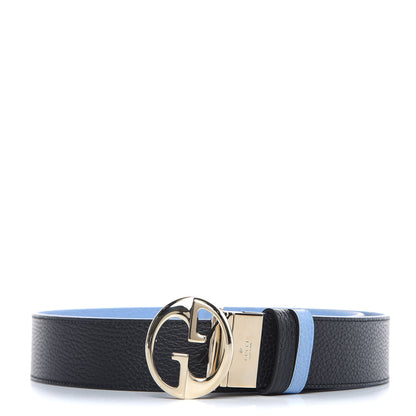 Gucci Dollar Calfskin 1973 Reversible Belt 90 36 Black Mineral Blue 1 of 6