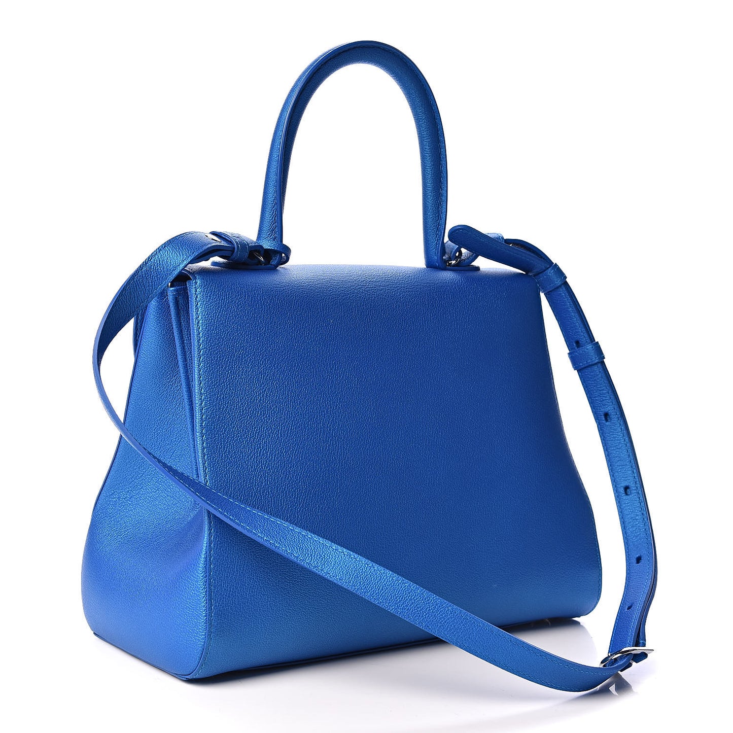 Metallic Grained Calfskin MM Brillant Satchel Satin Electric