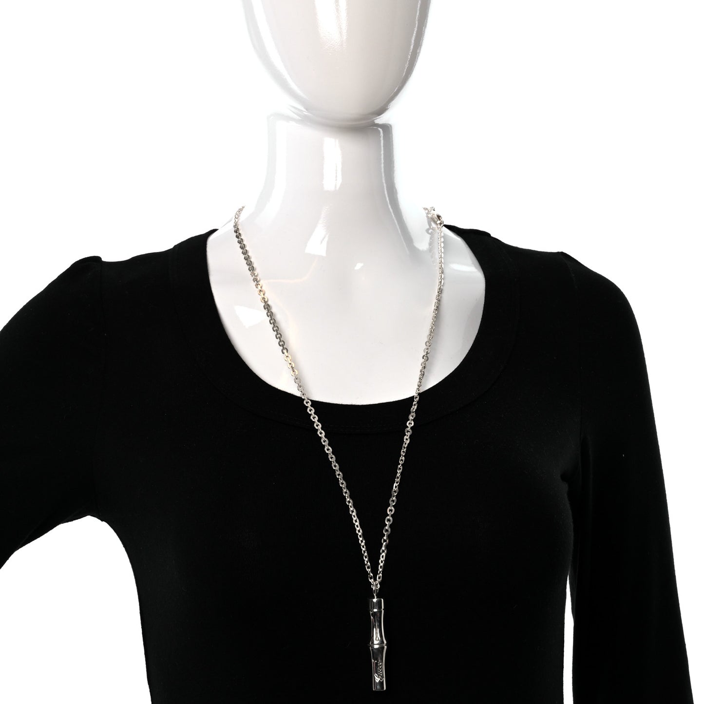 Sterling Silver Bamboo Pendant Necklace