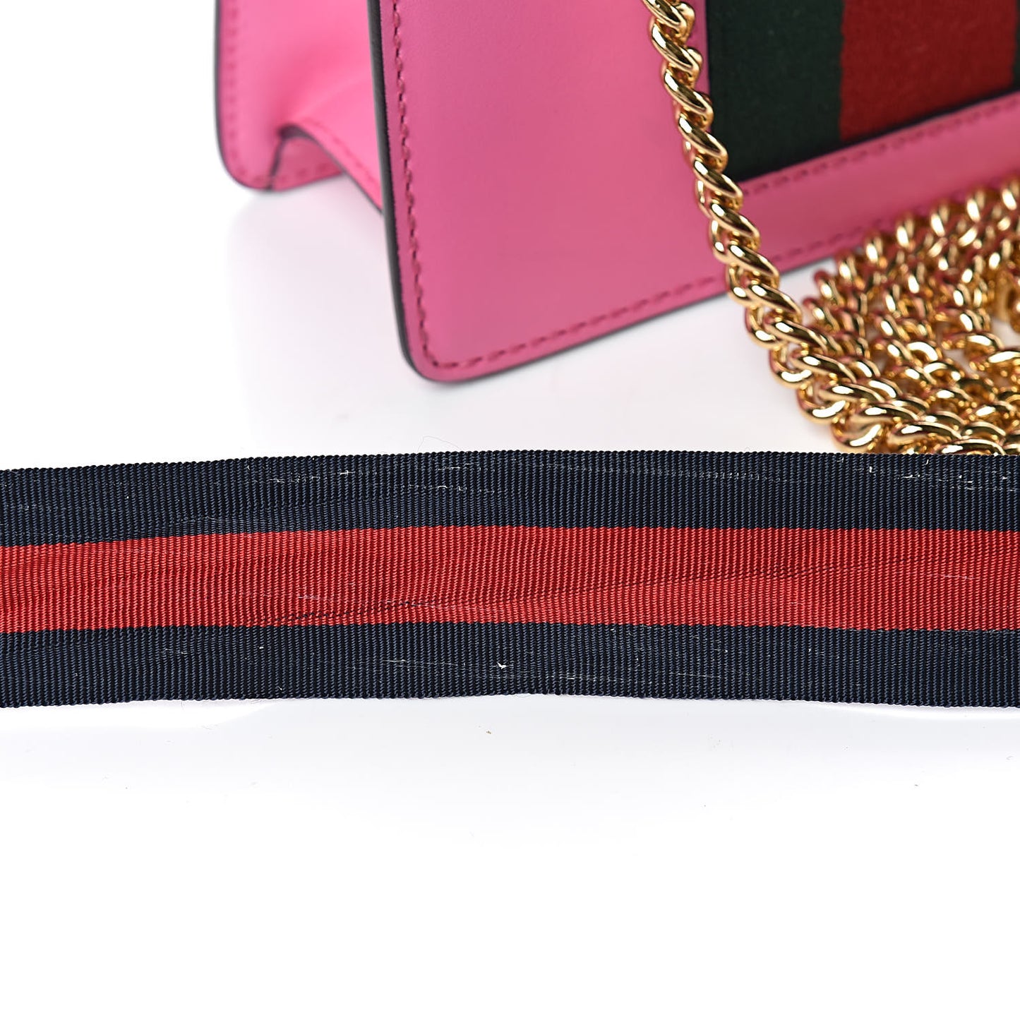 Vitello Fontanella Web Mini Sylvie Chain Shoulder Bag Pink Tropical Flower
