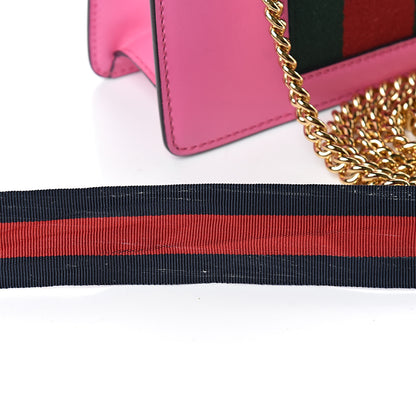 Gucci Vitello Fontanella Web Mini Sylvie Chain Shoulder Bag Pink Tropical Flower 12 of 13