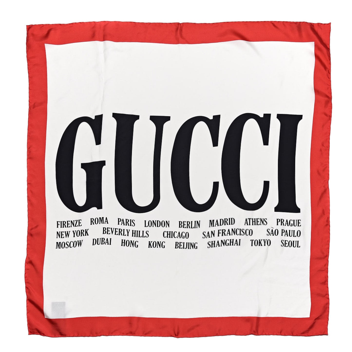 Silk Gucci World Square Scarf Ivory Red